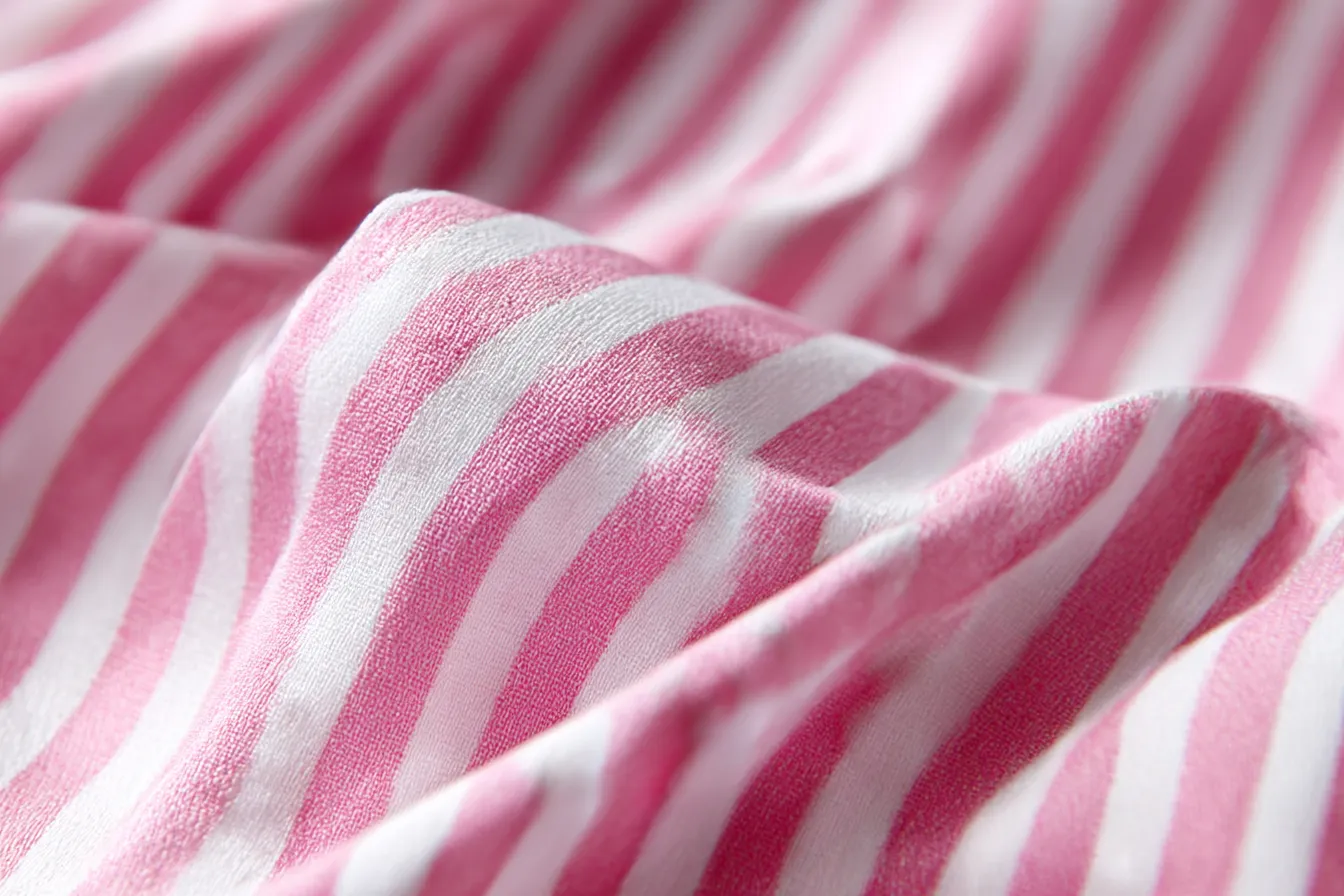 ピンクと白のストライプ｜ストライプ模様が美しく、ピンク色の背景がシンプルながらも温かみのある印象を与えるデザインです。