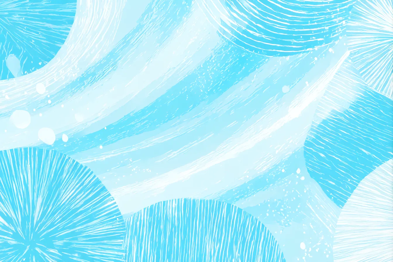 水色の波紋模様｜水彩画風のデザインで、水色の波紋と白い線が描かれた背景。動きのある模様が、軽やかで爽やかな雰囲気をもたらします。