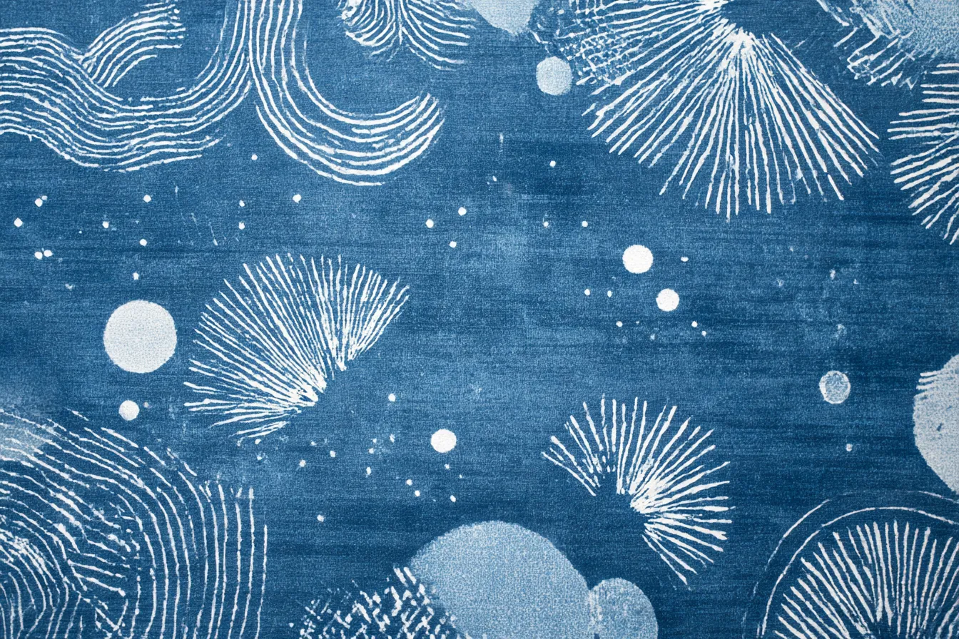 紺色の抽象模様｜紺色を基調にした抽象的な模様が描かれた背景。白い線が流れるようなデザインで、動きが感じられ、エネルギッシュな印象を与えます。