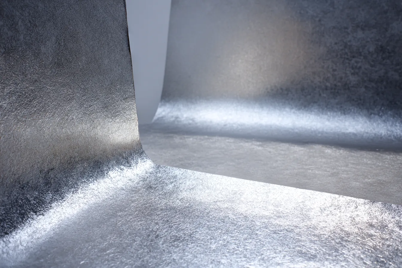 銀色の反射背景｜銀色の輝きが美しい背景。光沢感があり、光の反射によって異なるニュアンスを見せる、未来的でクールな印象を与えます。