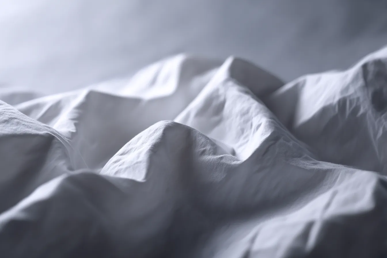 布の風景6｜白い布が光に照らされて、細かなシワが柔らかく浮き上がる。優雅で静かな背景が、シンプルでありながら深い魅力を持っています。