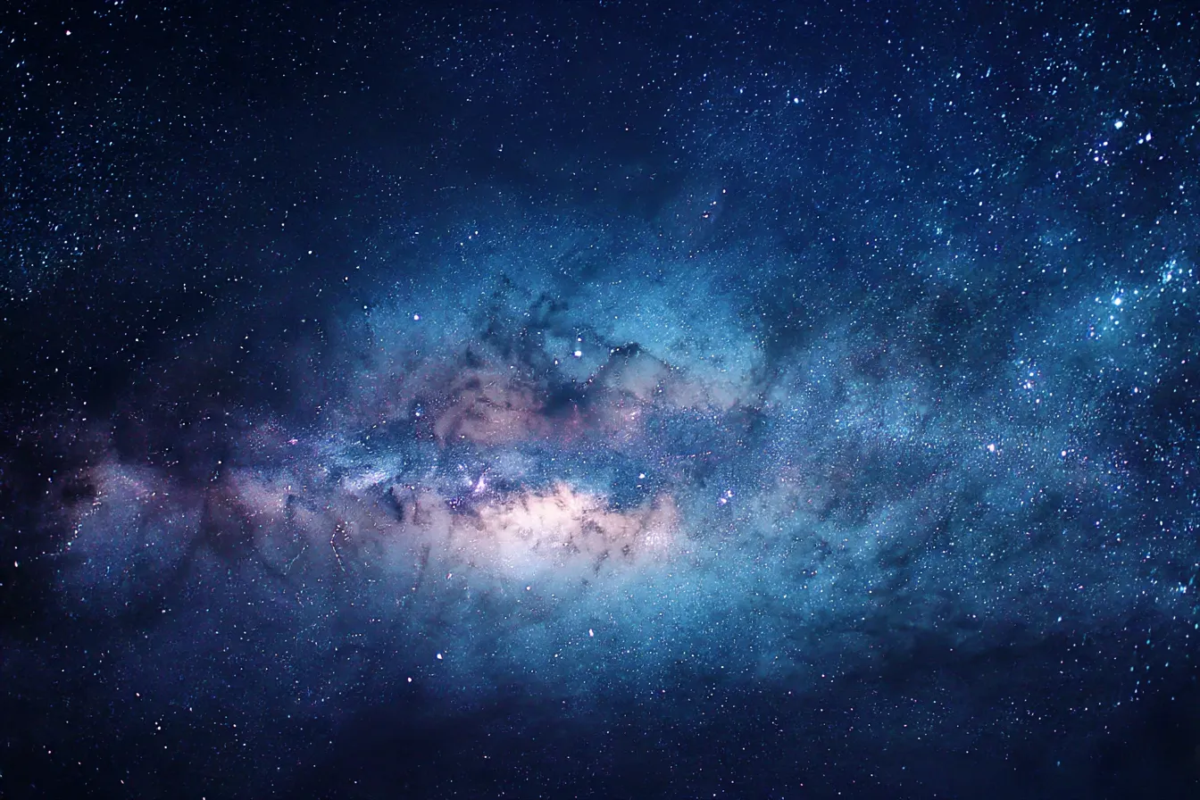 宇宙の風景3｜深い青色と光る星々が見えるこの背景は、落ち着きと神秘的な魅力を感じさせ、宇宙の広大さを表現しています。