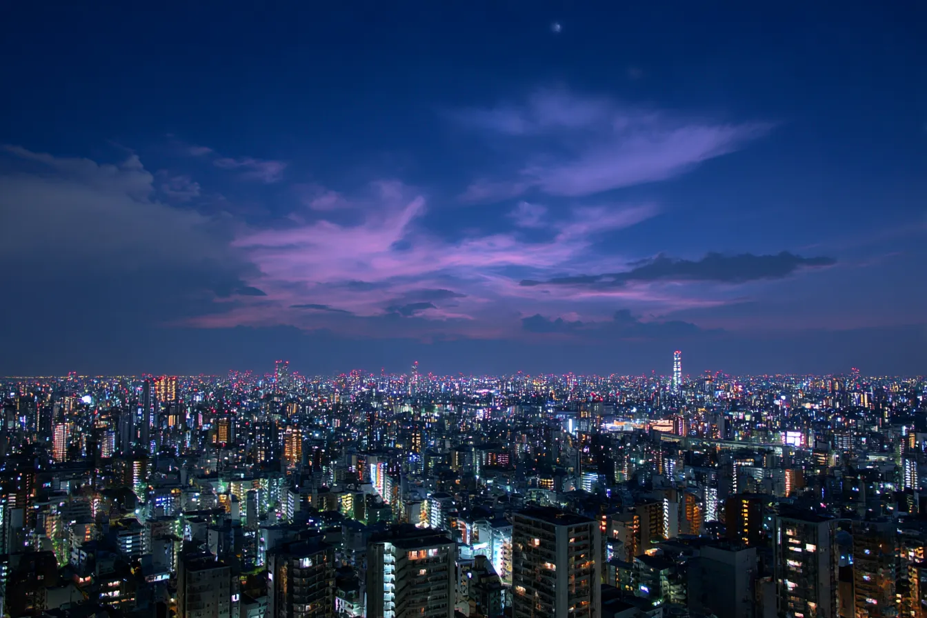 かっこいい背景3｜夜空と都会のシルエット