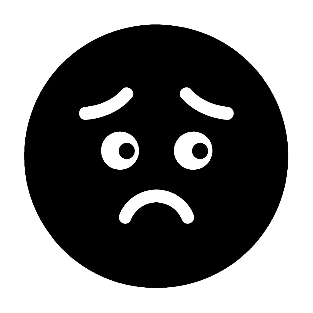 顔文字ソワソワ｜落ち着かない「そわそわ」感を、左右に目線を逸らすような視線と、浮いた眉、すぼんだ口で表現。気まずさ・不安・挙動不審など、説明しにくい心理を記号的に伝えるピクト風デザイン。