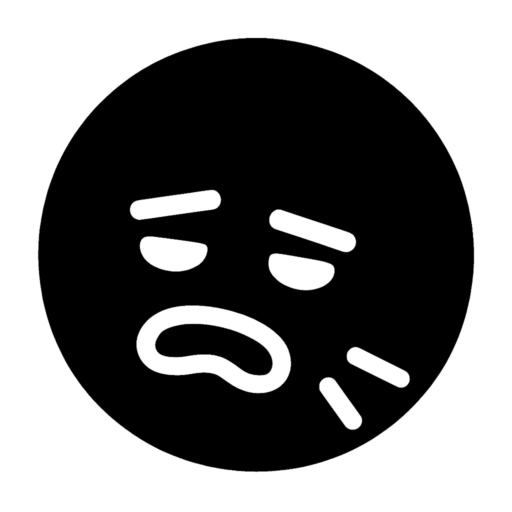顔文字ぐったり｜完全に力を失った「ぐったり顔」。半目や点目に加え、ゆるく崩れた口元と横たわるような線で、疲労・脱力・熱中症・倦怠などを記号的に表現したピクトスタイル。