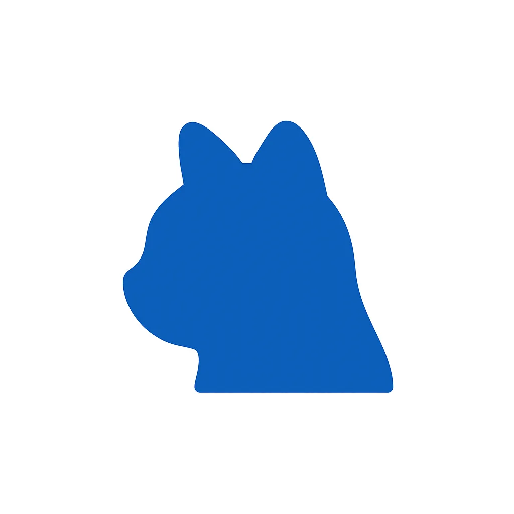 青のアイコンシリーズ：ねこアイコン｜丸みを帯びた顔とピンと立った耳で構成された、かわいらしいネコの横顔アイコン