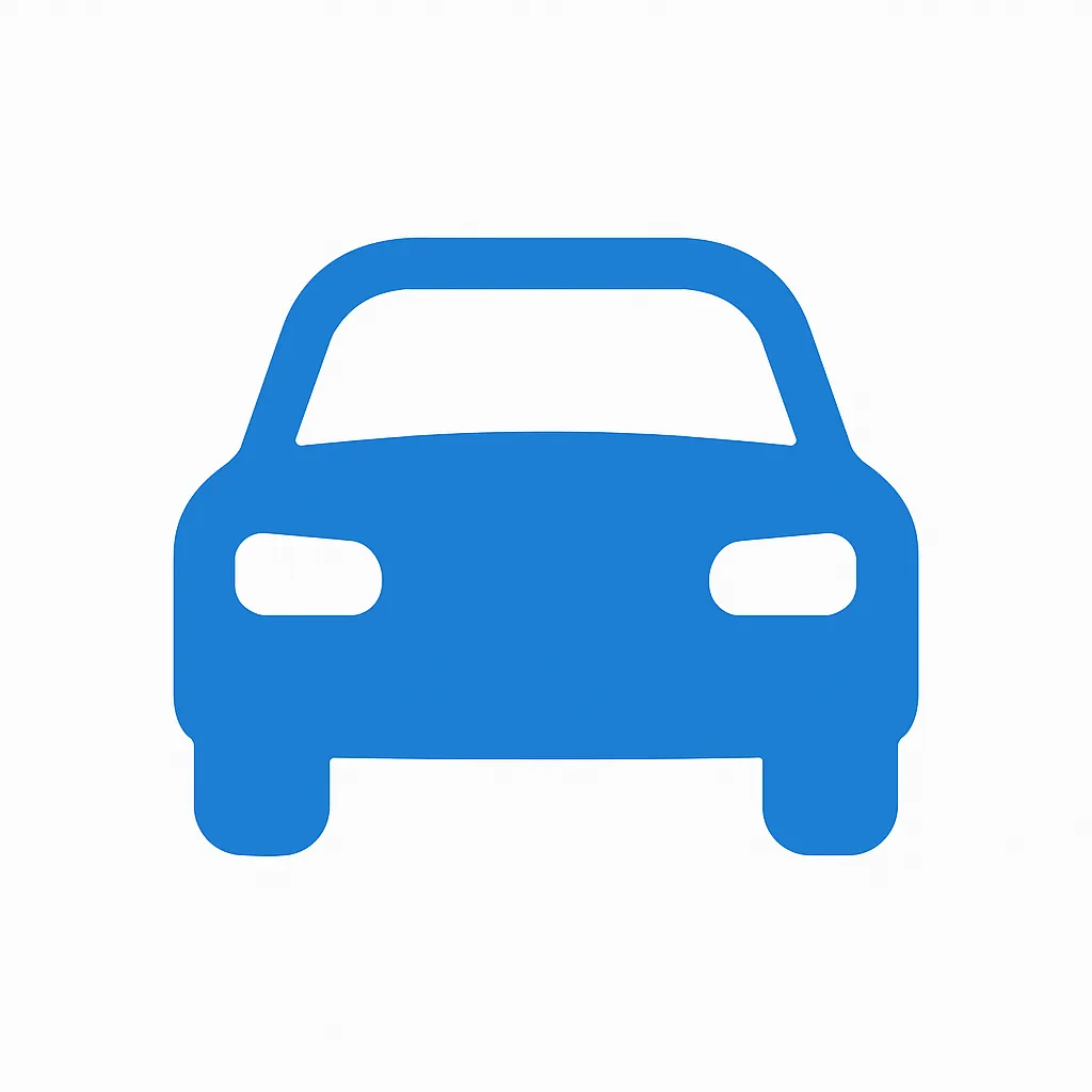 青のアイコンシリーズ：車｜青の車のアイコン、正面からのシルエットがピクト風で視認性ばっちり。
