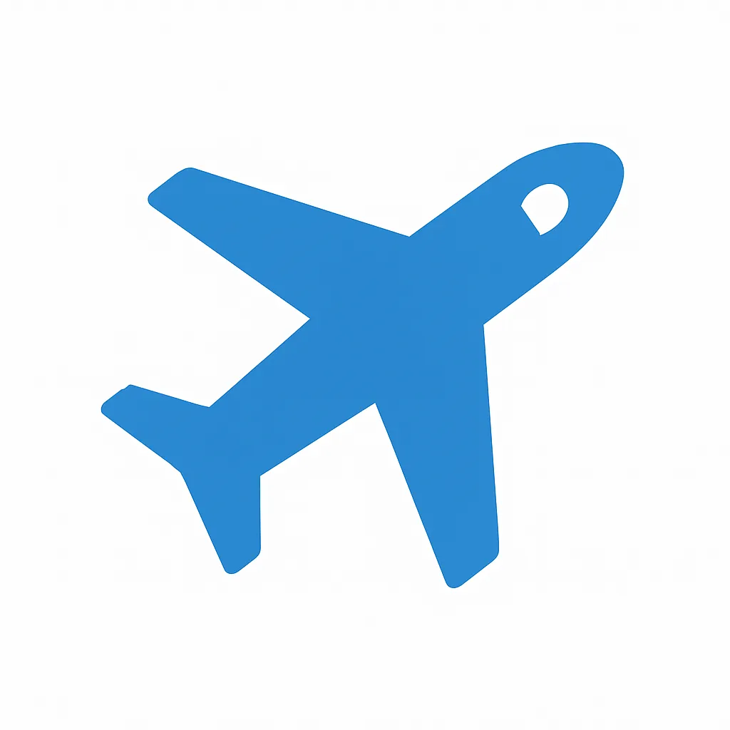 青のアイコンシリーズ：飛行機｜青の飛行機のアイコン、斜めの構図でスピード感を表しています。