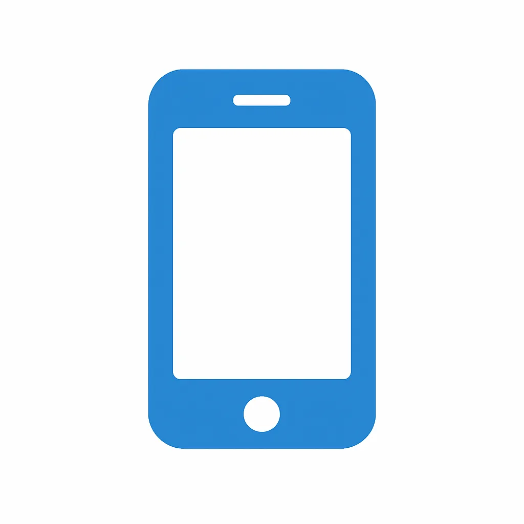 青のアイコンシリーズ：スマートフォン｜青のスマートフォンのアイコン、すっきりした長方形が現代的な印象を与えます。