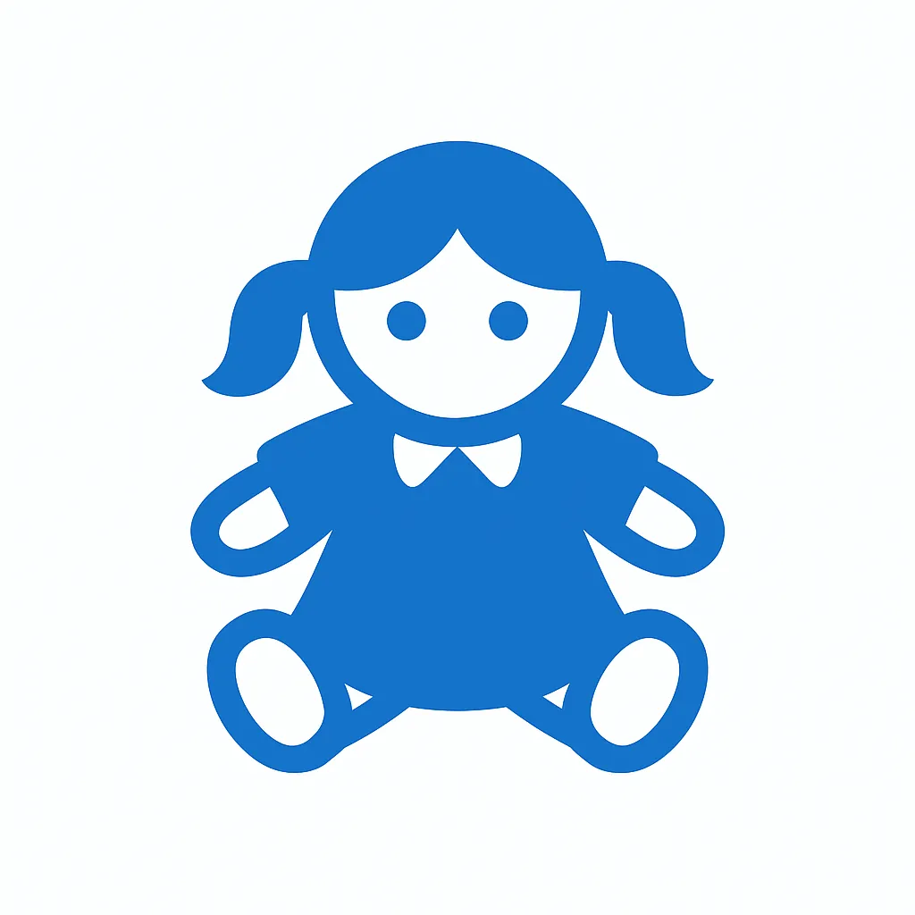 青のアイコンシリーズ：人形｜青の人形のアイコン、すらっとした形が愛らしく立体感を感じさせます。