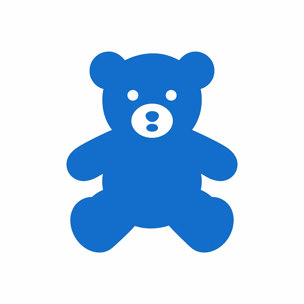 青のアイコンシリーズ：ぬいぐるみ｜青のぬいぐるみのアイコン、丸い輪郭がぬくもりを感じさせるテディベア風です。