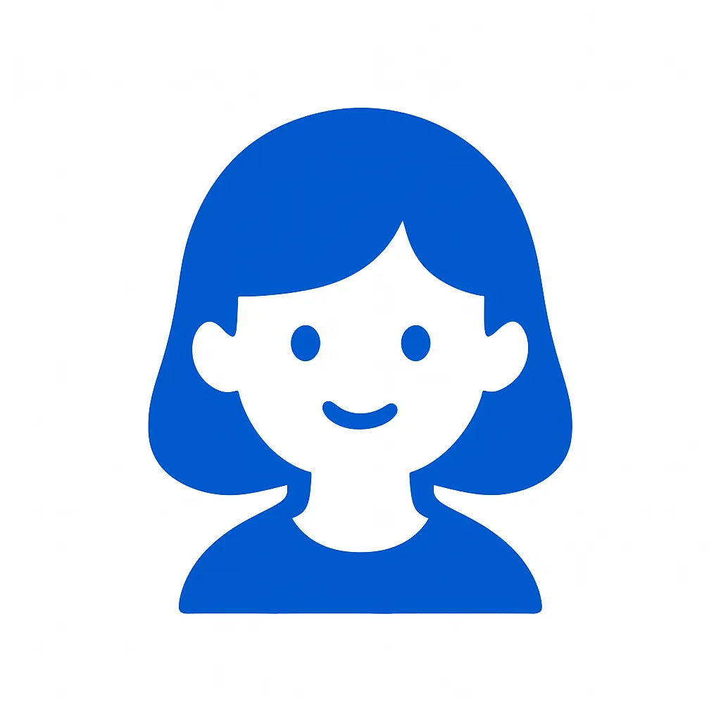 青のアイコンシリーズ：女子｜丸みのある髪型や可愛らしい顔立ちで、親しみや柔らかさを表す人物モチーフのアイコン