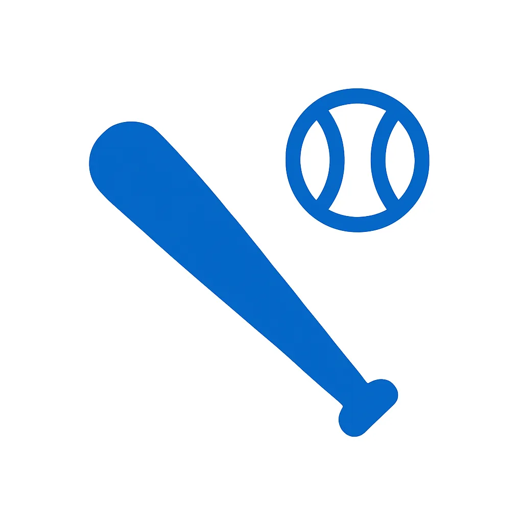 青のアイコンシリーズ：野球｜バットとボールを組み合わせたシルエットで、スポーツとしての野球をわかりやすく伝えるアイコン
