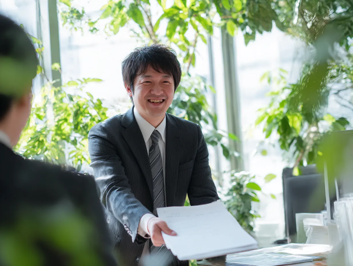 プレゼンテーションで説明するビジネスシーン｜プレゼンターが自信を持って聴衆に向かって説明しているシーンです。スライドに表示されたグラフを使いながら、視覚的に内容を伝える姿が印象的です。会議やセミナーでのプレゼンテーション素材として使いやすい写真です。