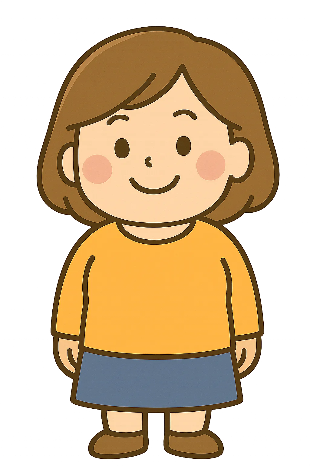 かわいいおばさん　｜やさしく親しみやすい雰囲気のおばさんを描いたよ。にっこり顔とやわらかい髪型で、保育園の保護者さんや地域の人としても使いやすいよ。掲示物や行事イラストにもぴったり♪