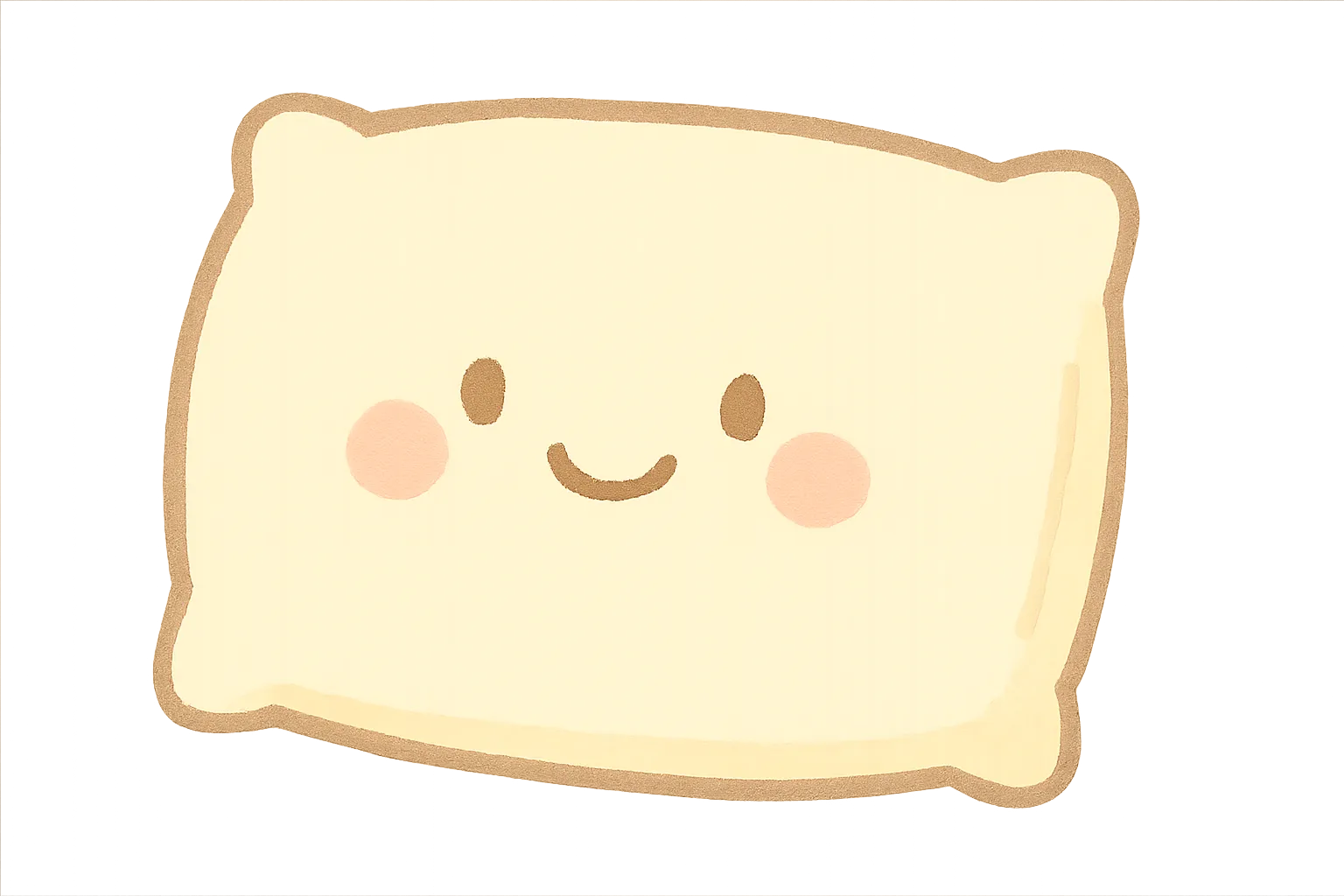 かわいい枕｜やさしい色のふんわり枕が、にっこり笑っているよ。子どもたちのお昼寝をやさしく見守ってくれるような雰囲気で、保育室のままごとやねんねごっこにもぴったりなアイテムです。
