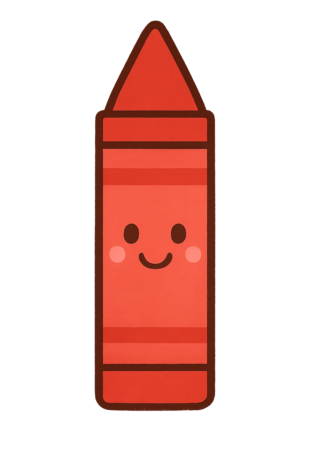 かわいい赤クレヨン　｜にっこり顔の赤いクレヨンがちょこんと立っているよ。おえかきや製作活動の導入にぴったりの明るいイラストだよ。