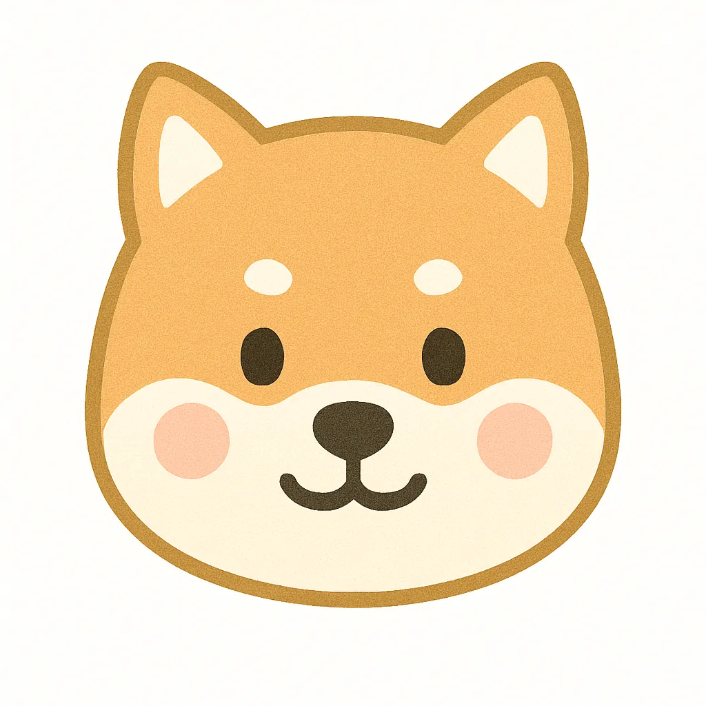 秋田犬のかわいい顔｜力強さと優しさをあわせもつ秋田犬の顔デザイン。しっかりした耳とくりっとした目、やさしい口元が特徴で、日本犬らしい落ち着きとかわいさが表現されています。