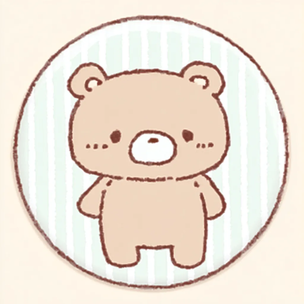 かわいいゆるい丸アイコンのくま②｜すっきりとした輪郭とシンプルな表情が印象的なかわいいゆるい丸アイコンのくま。淡いグリーンの背景が爽やかで、使いやすい雰囲気を生み出しています。
