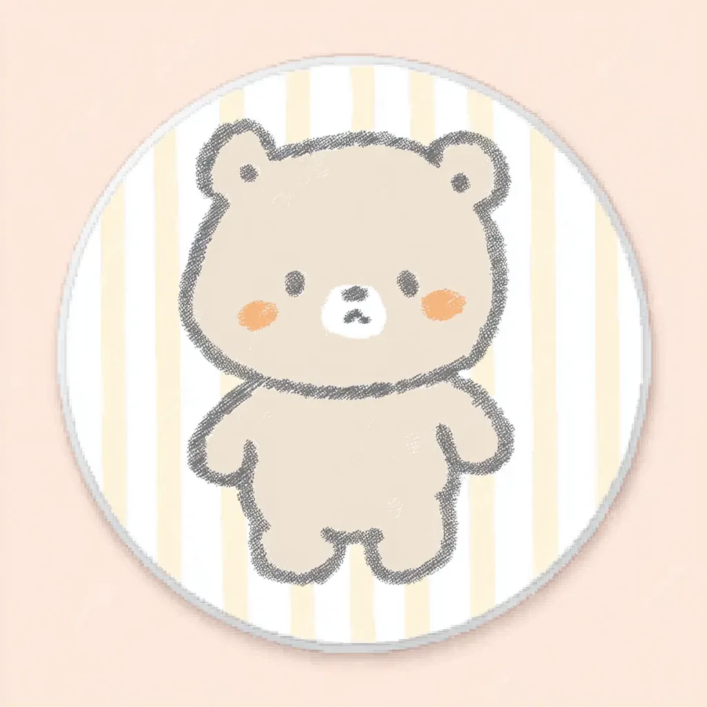かわいいゆるい丸アイコンのくま③｜やわらかな筆感と控えめな色使いが特徴のかわいいゆるい丸アイコンのくま。頬の赤みが愛らしく、あたたかな印象を与えるデザインです。