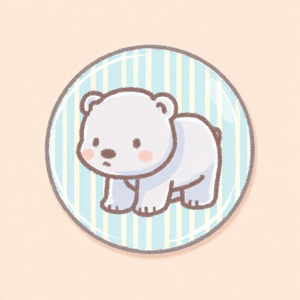 かわいいゆるい丸アイコンのしろくま②｜やわらかな毛並みの表現が特徴的なかわいいゆるい丸アイコンのしろくま。首元のマフラーがアクセントになっていて、冬らしいぬくもりを感じさせます。
