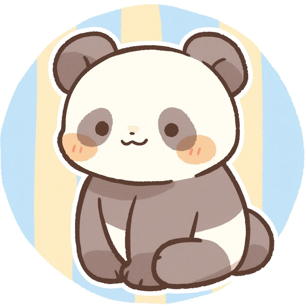 かわいいゆるい丸アイコンのパンダ②｜はっきりとしたラインとやわらかな表情が魅力のかわいいゆるい丸アイコンのパンダ。頬のチークが映えるシンプルな構成で、親しみやすいデザインです。