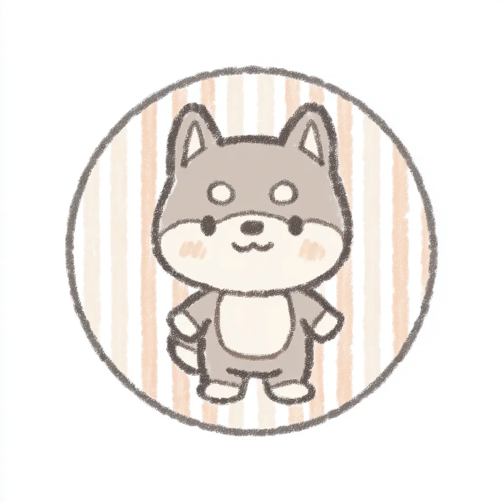 かわいいゆるい丸アイコンの黒柴犬｜少し擬人化された黒柴犬が、素直な表情とほっぺの色味で愛嬌を見せるイラストです。かわいいゆるい丸アイコンの世界観が、ポップであたたかな印象に仕上げています。