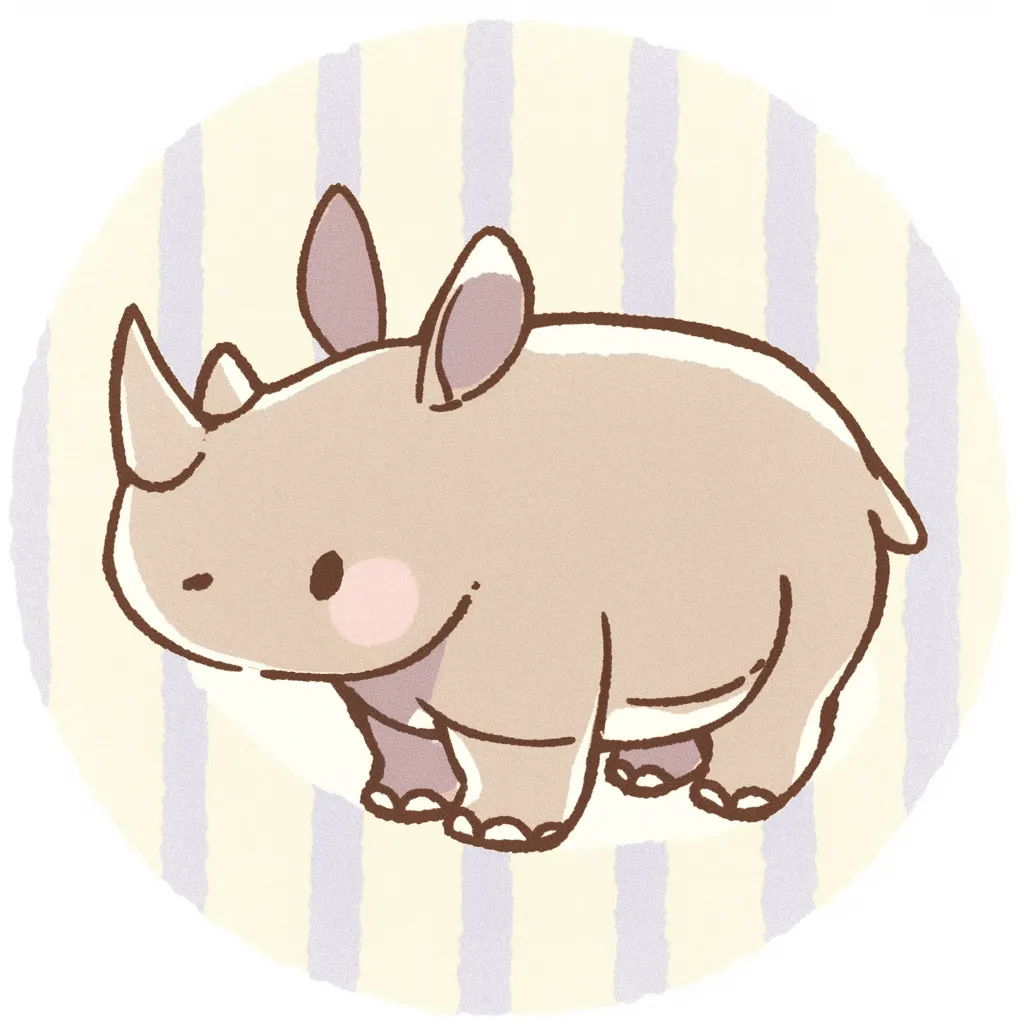 かわいいゆるい丸アイコンのサイ｜まるい輪郭とやさしい目元が印象的なかわいいゆるい丸アイコンのサイ。角の存在感を保ちつつも全体はふんわりとした色調で、親しみやすく仕上がっています。