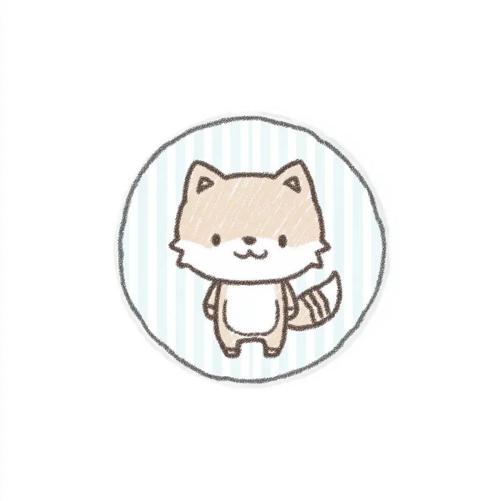 かわいいゆるい丸アイコンのキツネ｜淡いオレンジと白の組み合わせが優しい印象のきつねは、柔らかく描かれた笑顔が愛らしく、「かわいいゆるい丸アイコンの」穏やかな魅力をまとっています。