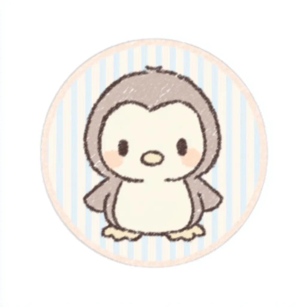 かわいいゆるい丸アイコンのペンギンB｜顔まわりのほのかな赤みや丸い目が印象的なペンギンで、ナチュラルな色合いと柔らかい雰囲気が特徴の、かわいいゆるい丸アイコンの魅力が詰まったデザインです。