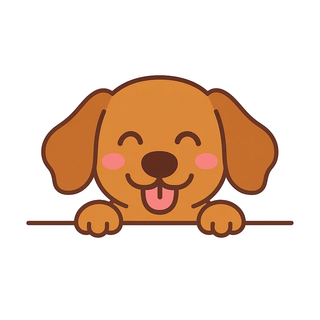 かわいい下からひょっこりダックスフンドのイラスト｜ダックスフンドがぺろっと舌を出してひょっこり。ロングボディの印象を活かした耳の長さと全体のバランスが、愛嬌たっぷりに仕上がっています。