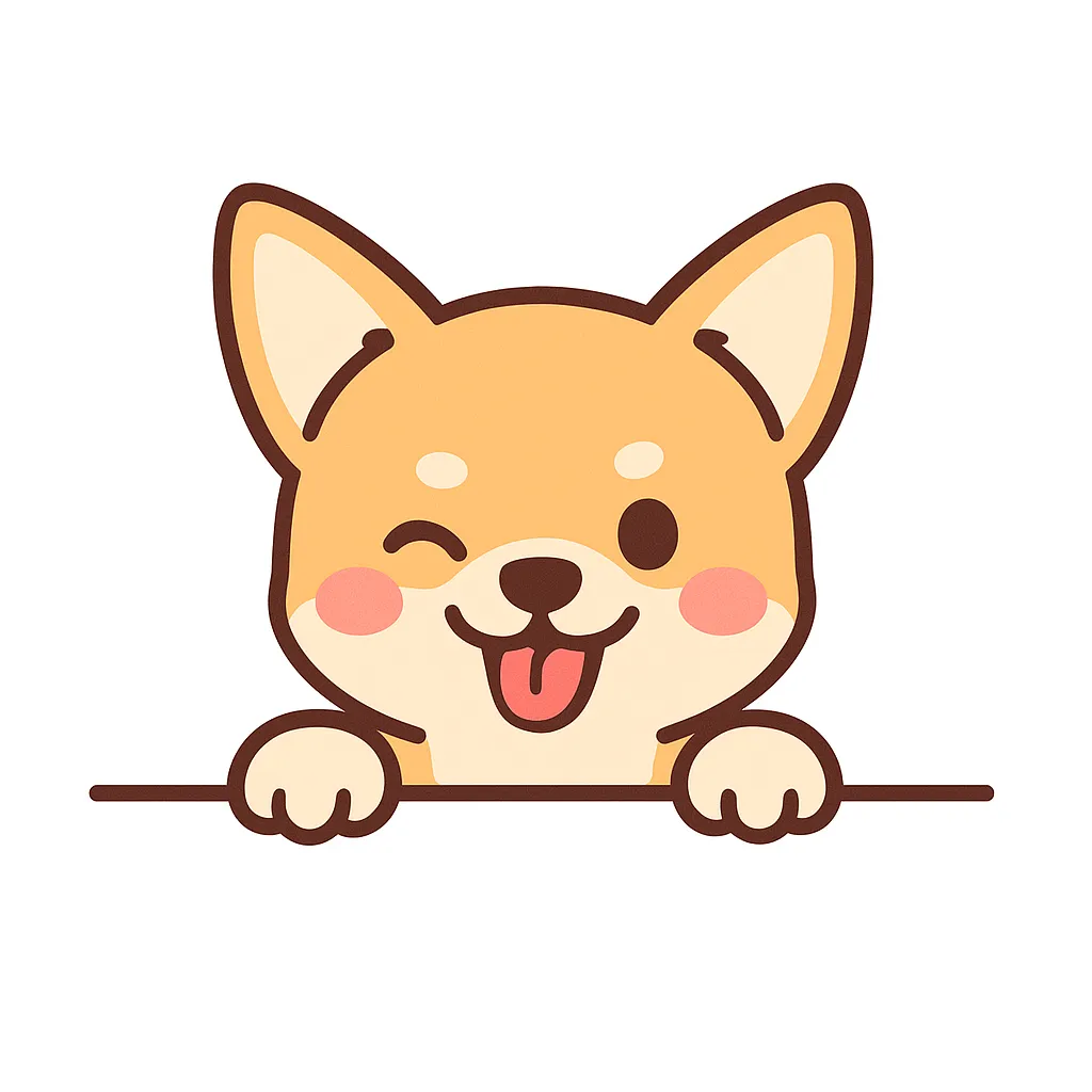 かわいい下からひょっこりチワワのイラスト｜ウインクしたチワワが下から元気よくひょっこり登場。大きな耳と小さな体の対比がかわいさを強調し、明るく陽気な印象を与えるポップな仕上がりです。