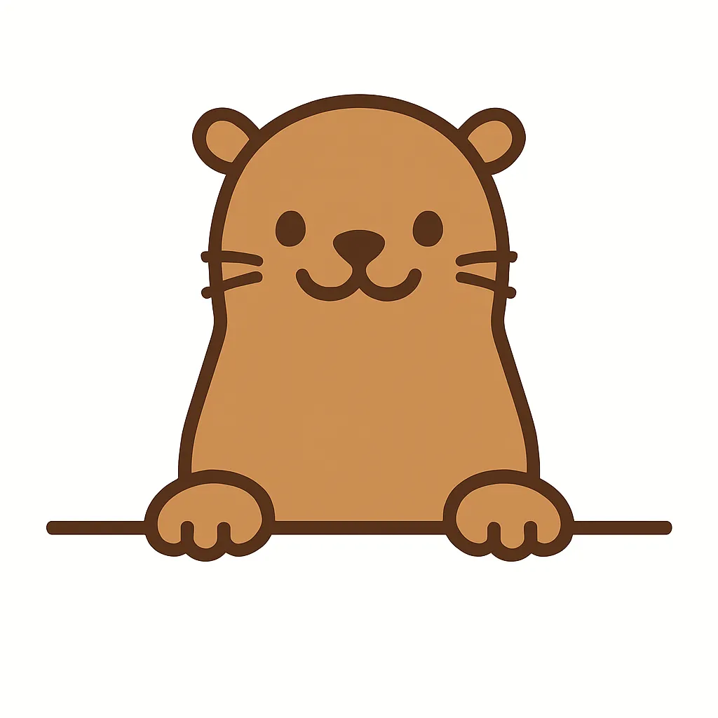 かわいい下からひょっこりアシカ｜茶色のアシカが下からひょこっと登場。つぶらな瞳とニッコリ顔が親近感を誘い、フラットで柔らかな色合いがポップで可愛い印象を与えます。