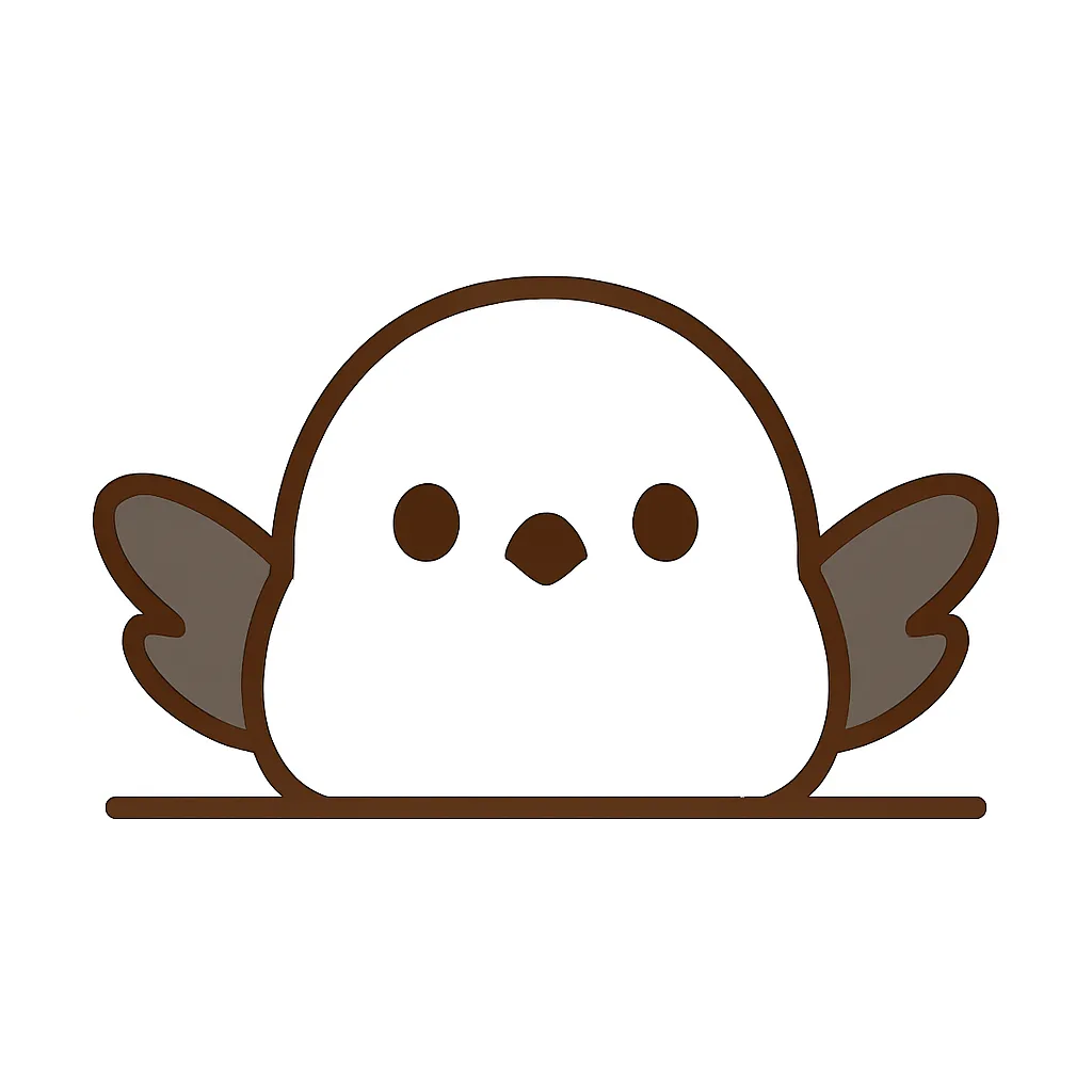 かわいい下からひょっこりシマエナガ｜まっしろな体に黒い羽がアクセントのシマエナガが、控えめにひょっこり登場。シンプルながら愛嬌のある顔つきで、ふわふわとした印象を与えます。