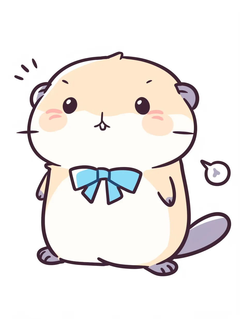 かわいいミーアキャットのリボン姿｜シンプルな線とパステルカラーが特徴のイラスト。ミーアキャットのふんわりとしたフォルムと大きなリボンが愛らしさを引き立てる。デフォルメ感が強く、親しみやすい雰囲気に仕上がっている。
