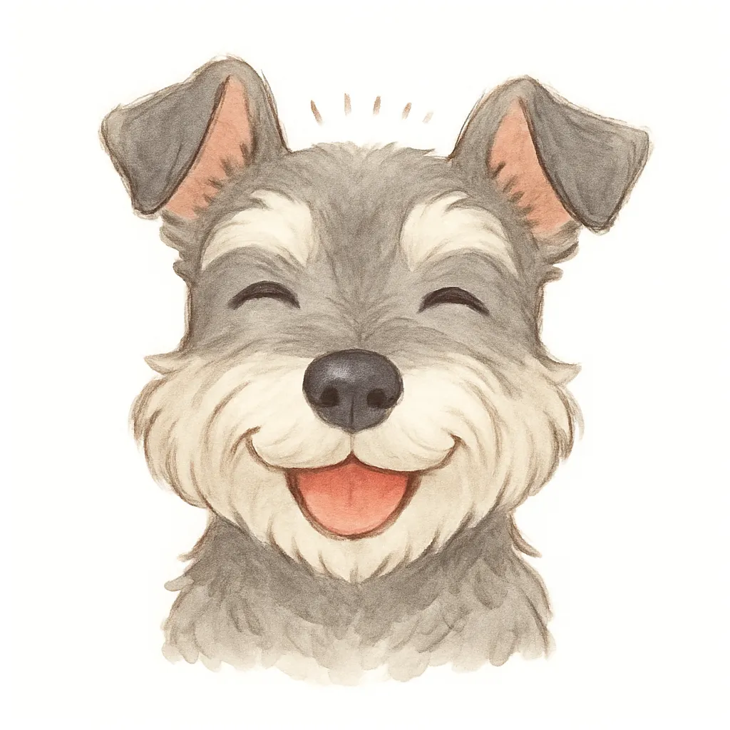 かわいい笑顔のゆるいシュナウザー｜かわいいシュナウザーのイラスト
