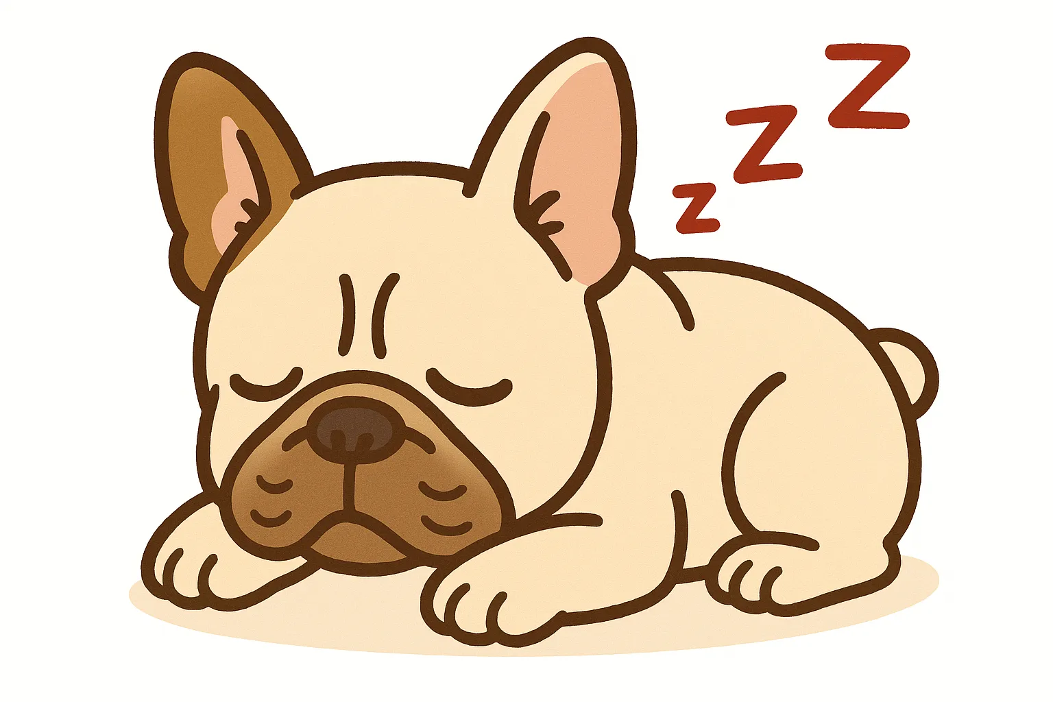 かわいい居眠りのフレンチブルドッグモチーフ｜短い鼻と大きな耳がチャームポイントのフレンチブルドッグを、落ち着いたミルキーカラーとシンプルな輪郭でキュートに表現。すやすや眠る姿が癒やしの空気を届けてくれます。