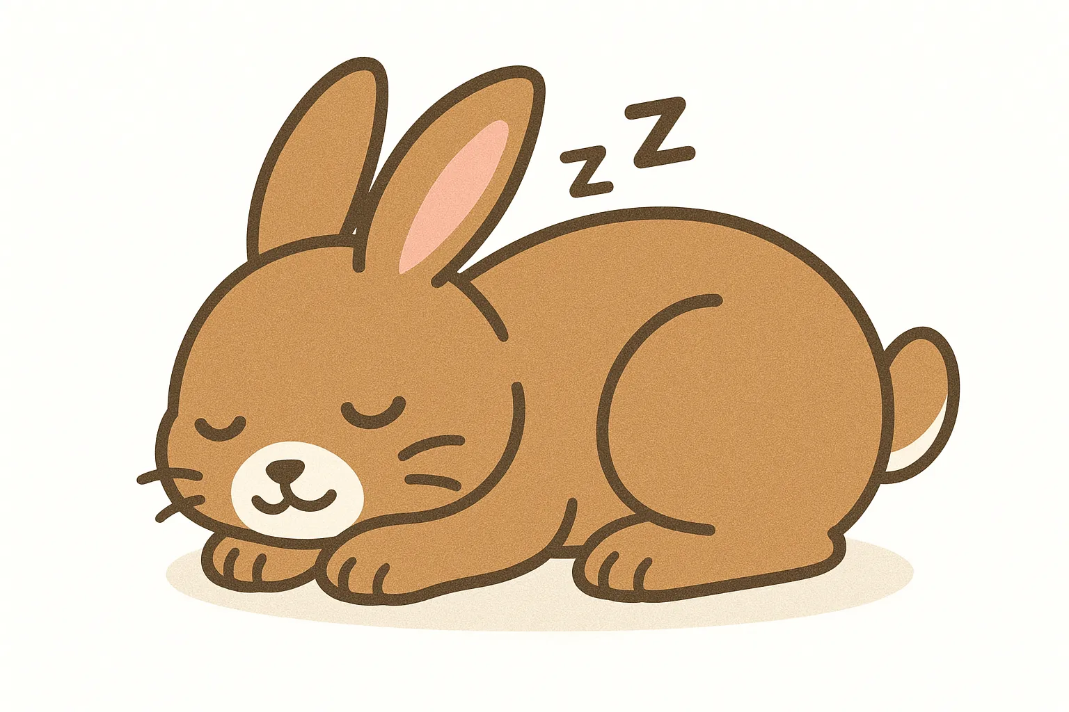 かわいい居眠りのうさぎ｜丸まって眠るうさぎが、優しい線と淡い色合いで描かれた癒し系イラスト。ふわふわの毛並みと閉じた目が安心感を与え、見ているだけでほっこりします。