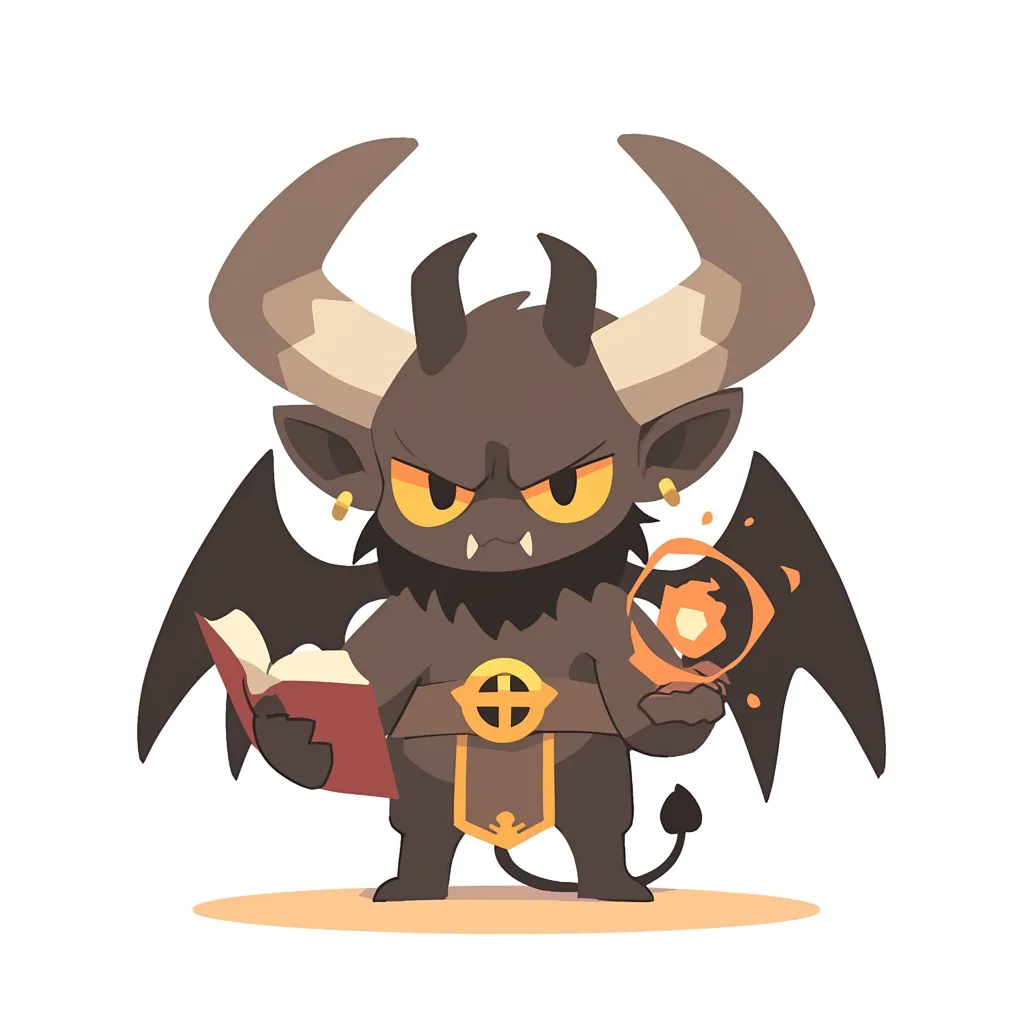 モラクスの秘術像｜鋭い眼差しと力強い角を持ち、炎の魔力を宿す描写で表現。モラクスの魔術師としての威容をシンプルな線で強調している。