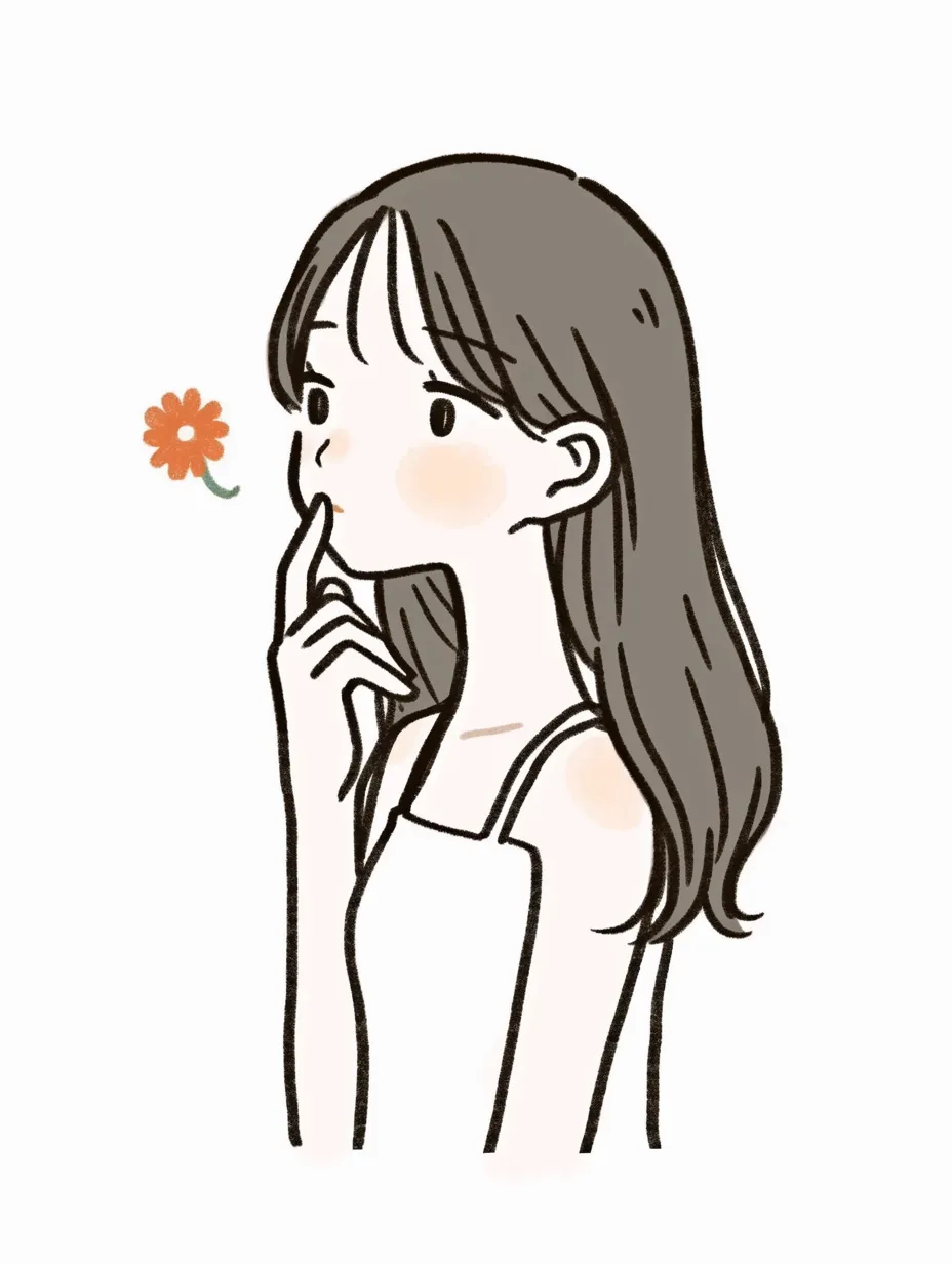 笑顔女性の軽やかボブヘア｜シンプルなボブヘアが洗練された印象を与えるイラスト。控えめな微笑みが上品さを引き立て、笑顔女性の穏やかで温かみのある雰囲気を表現。柔らかな線が優雅な印象を演出している。