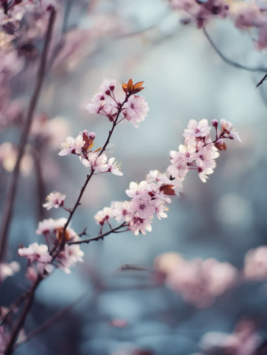 桜の枝：春の桜の花｜春の光を浴びて輝く桜の枝と花々が、一層華やかに映えています。薄紫色の桜の花が枝に咲き誇り、春の温かな空気を感じさせる写真です。桜の枝が新たな季節の始まりを告げる瞬間を捉えています。