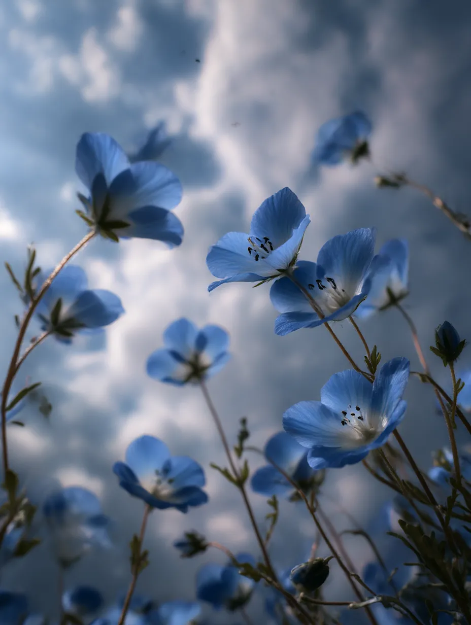 ネモフィラ：写真1｜ネモフィラの花が空を背景に