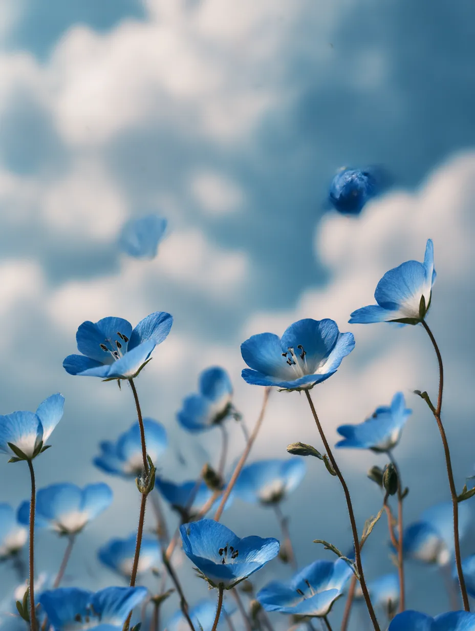 ネモフィラ：写真2｜青空とネモフィラの花畑