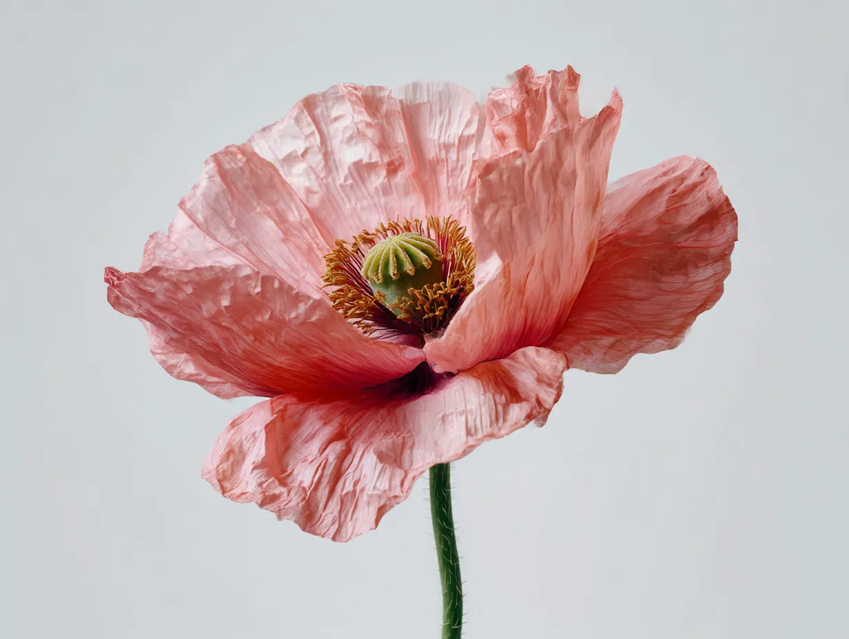ポピーの花とひまわりの写真｜色鮮やかなポピーとひまわりが咲き誇る春の写真。ポピーの花々が明るい色合いで、周囲の緑と調和しています。その花々が持つ力強さと、春の活気が感じられる瞬間です。
