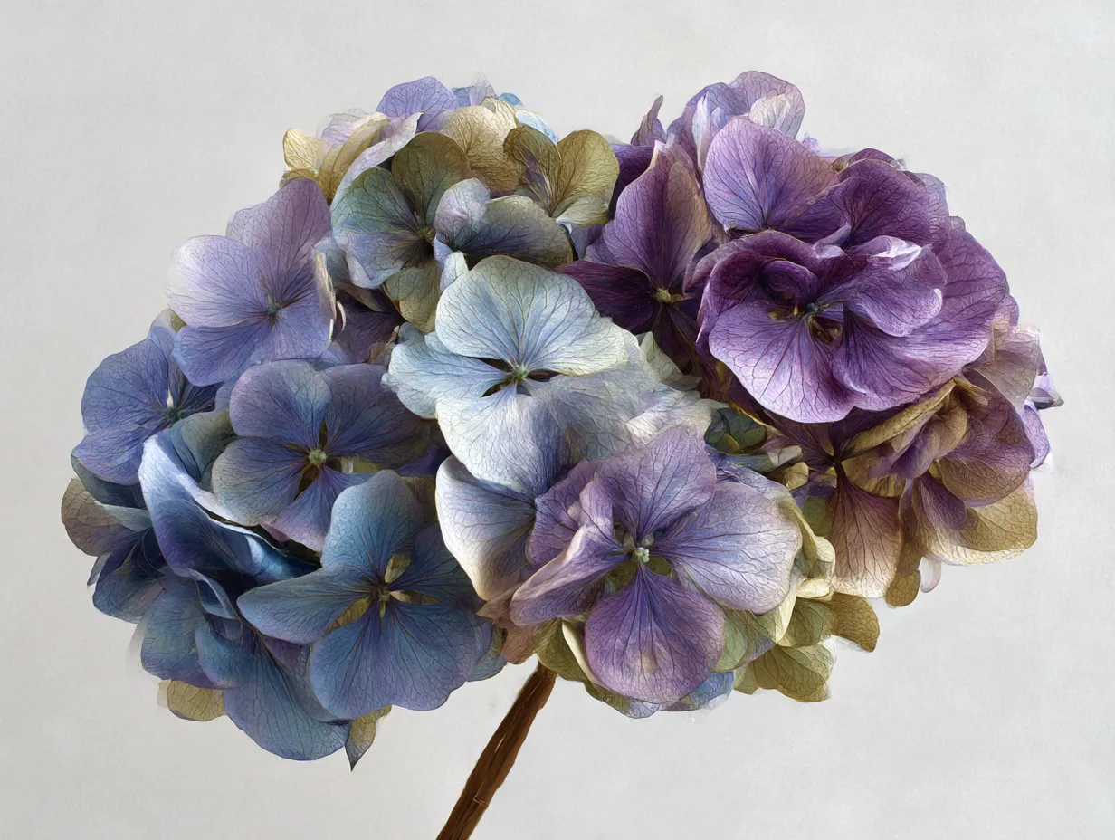あじさいの花びらを撮影した写真｜優れた構図であじさいの花びらが丁寧に撮影された一枚。色鮮やかな花びらに水滴が重なり、華やかさと清潔感を持ち合わせた一枚です。花の自然の美しさがよく表れています。