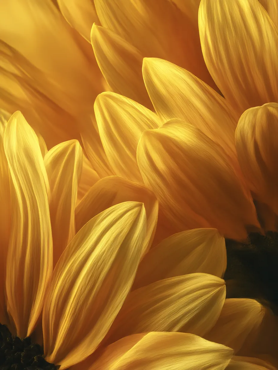 ひまわりの花びらの接写写真｜ひまわりの花びらが精緻に接写された写真。鮮やかな黄色が目を引き、花びらの質感が美しく捉えられています。ひまわりの花びらをこんなに近くで見られる写真は、その魅力を存分に感じさせてくれます。