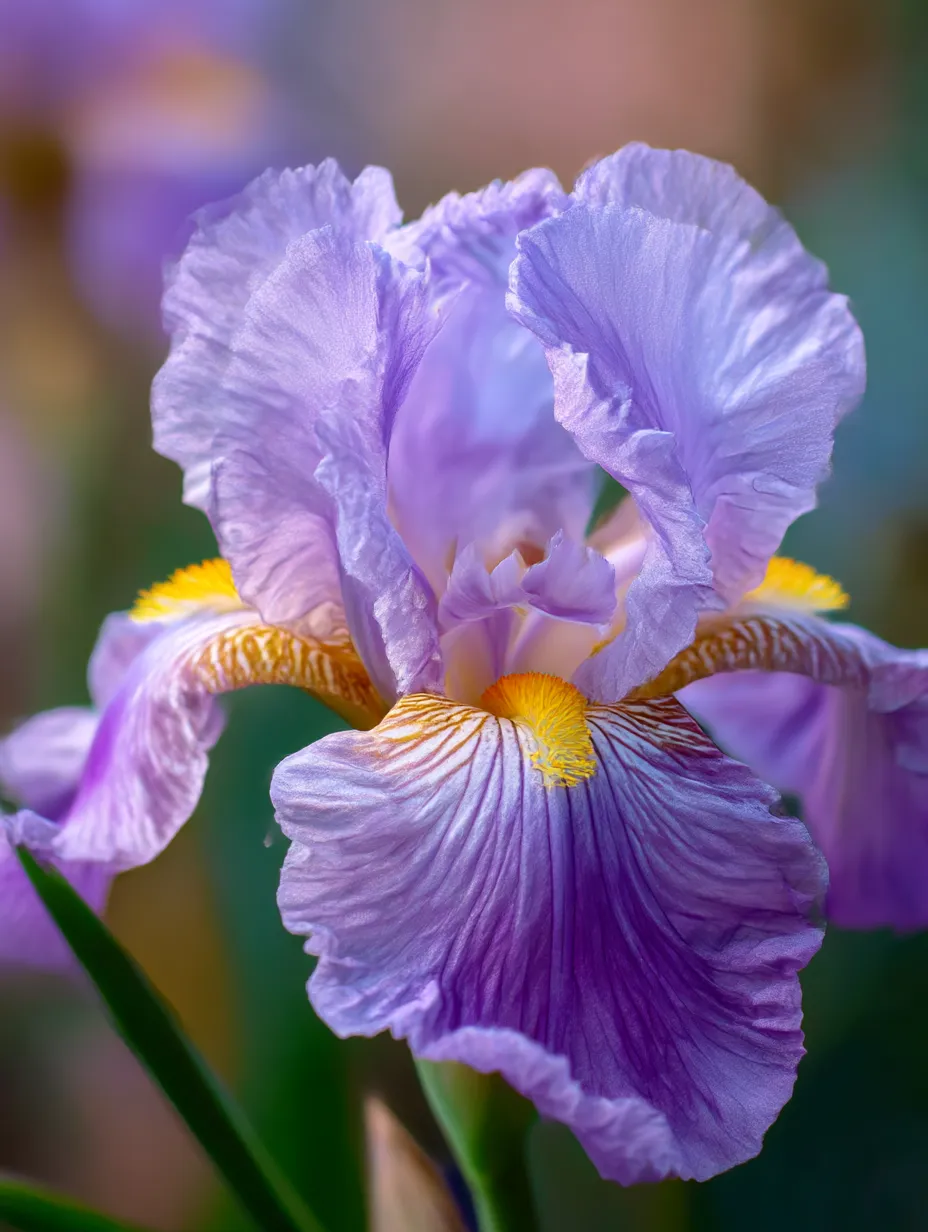 菖蒲の花のクローズアップ写真｜鮮やかな色合いの菖蒲の花をクローズアップで捉えた写真です。花びらのディテールと鮮やかな色が、美しさを際立たせています。菖蒲の花の優雅さが感じられる一枚です。