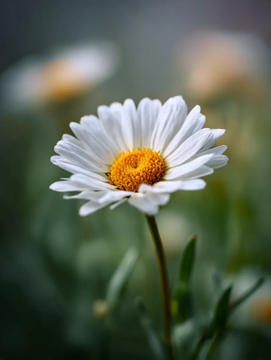 マーガレットの花の鮮やかな美しさ｜このマーガレットの花が一輪、鮮やかな白と黄色のコントラストを見せており、自然の美しさを強調しています。優れた写真は、マーガレットの花が持つシンプルでありながら華やかな魅力を捉えています。