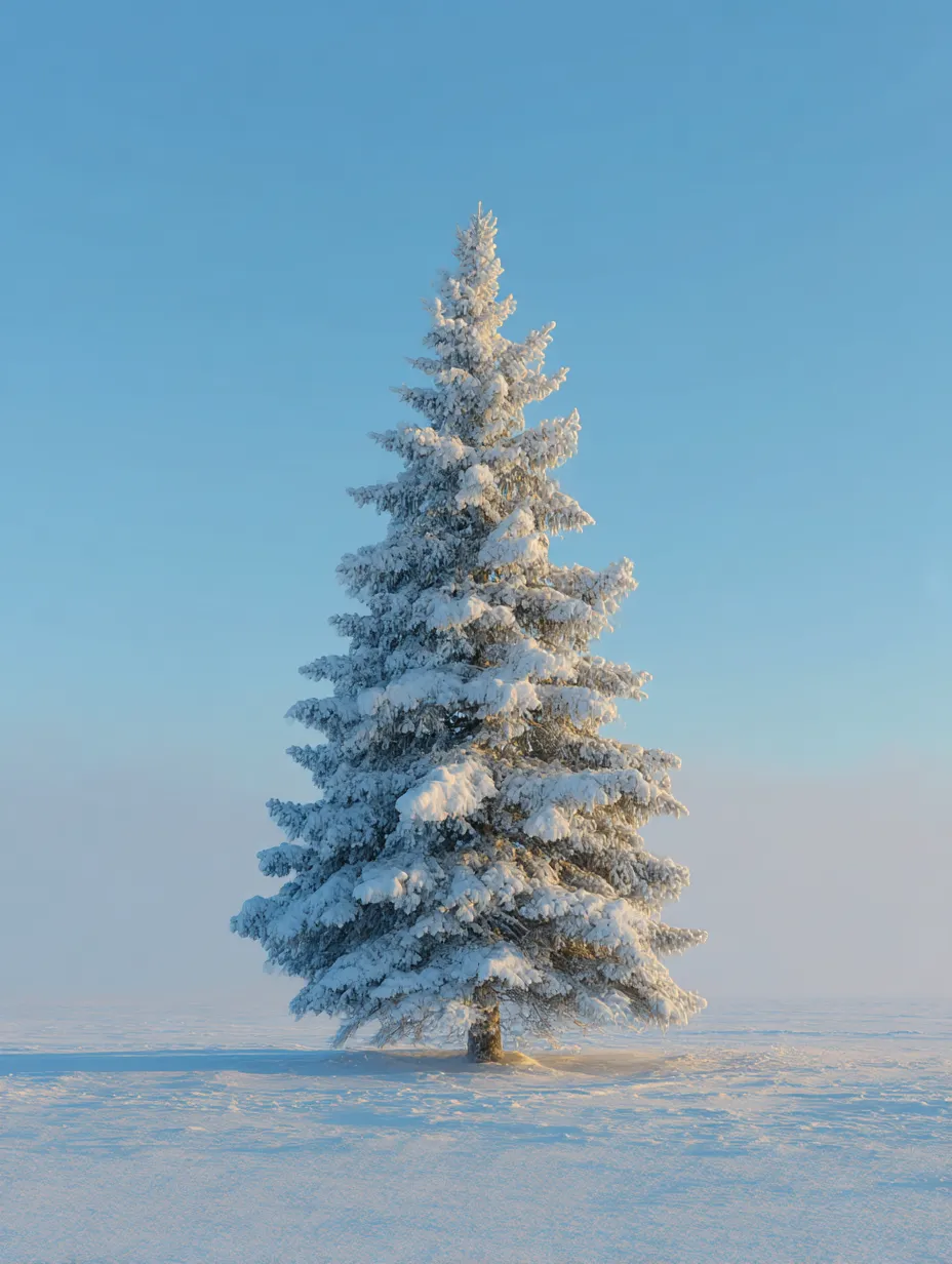 もみの木：写真6｜雪で覆われた広大な景色の中で、ひときわ際立つもみの木が静かに立っています。周囲の雪景色とともに、冬の厳しさと美しさを共存させた一枚です。