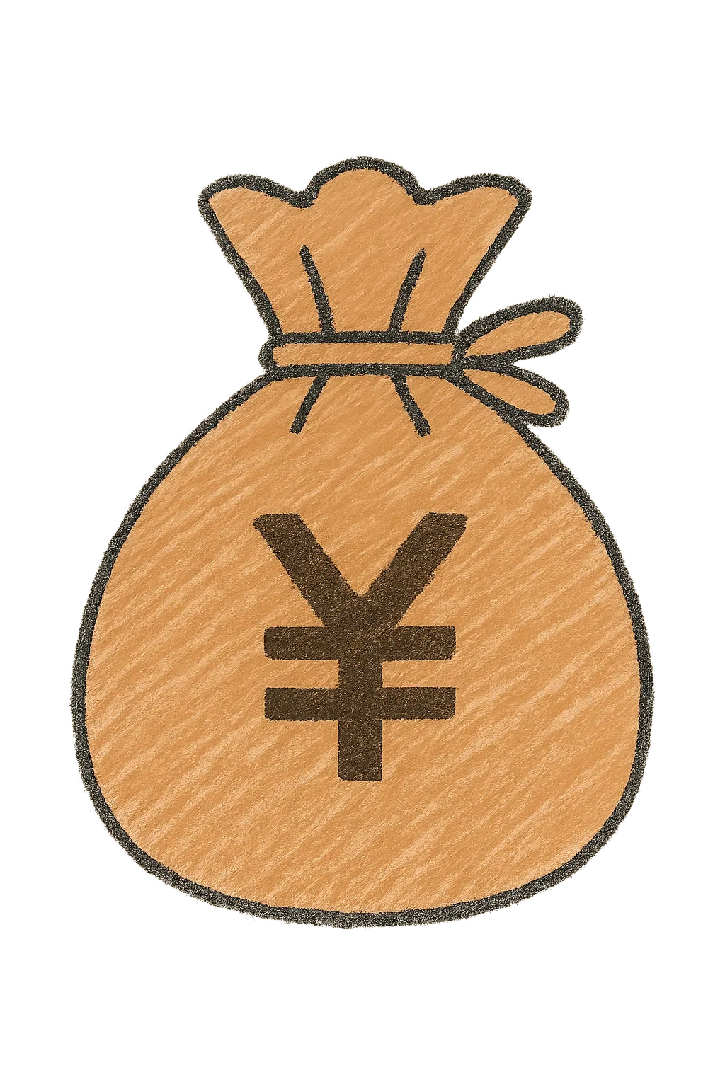 手書きラフ塗りのお金袋｜スクールライクな雰囲気の上履き袋を、手描き風でやさしく描写。斜線塗りの水色と白の配色が爽やかで、白背景との相性も抜群。隙間アウトラインが全体を軽やかに縁取り、親しみやすい雑貨感に仕上がっています。